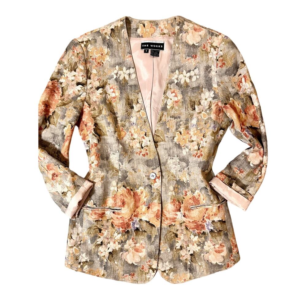 VTG Saks Fifth Avenue Linen Blazer Jacket Women’s Size 6 Excellent Condition